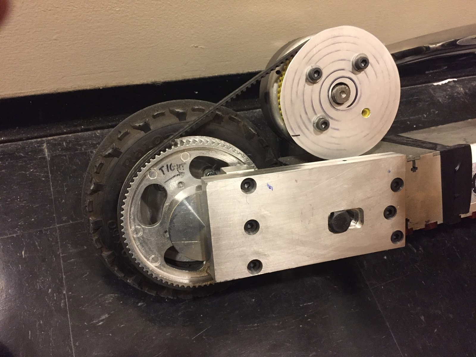 The motor and wheel mounted