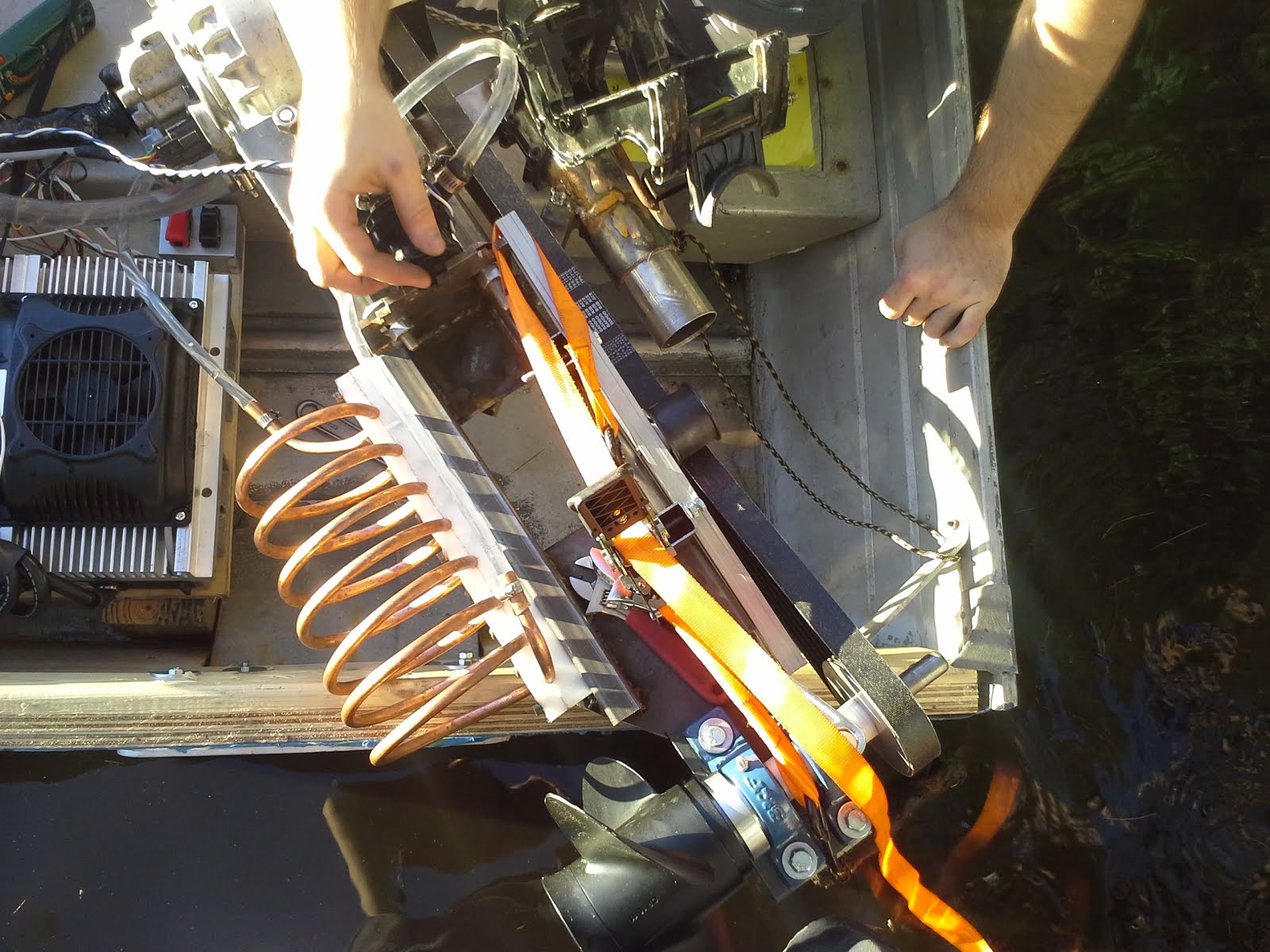 The boat in the water